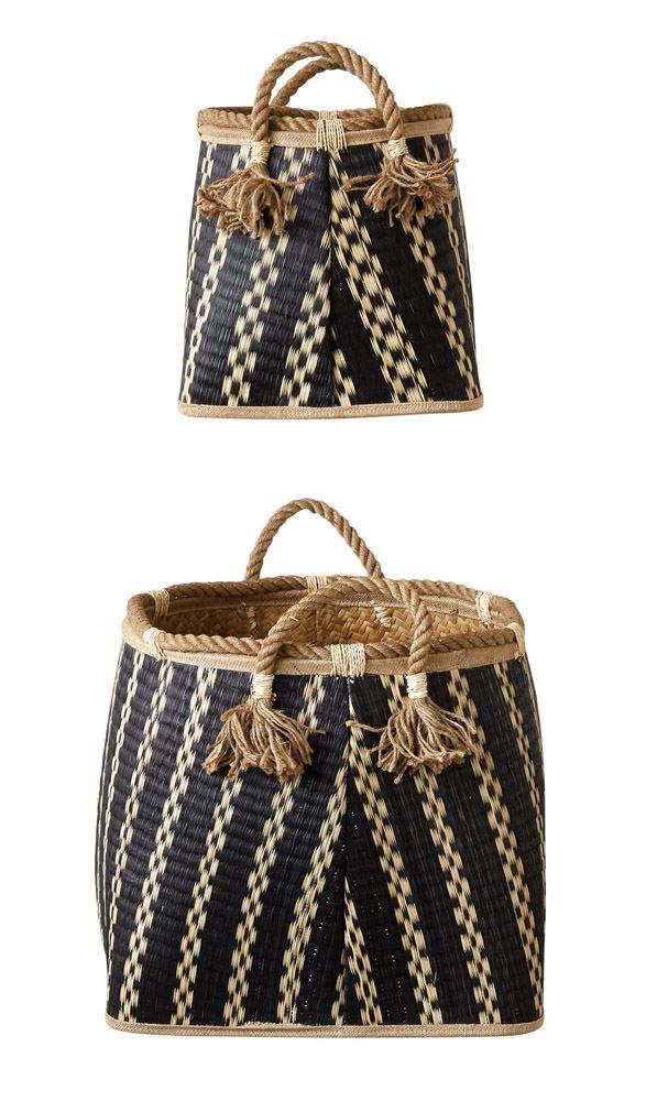wicker baskets with rope handles