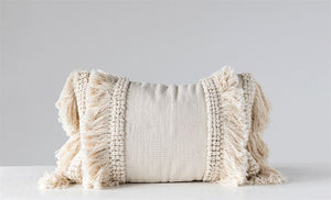 cotton & chenille fringe pillow